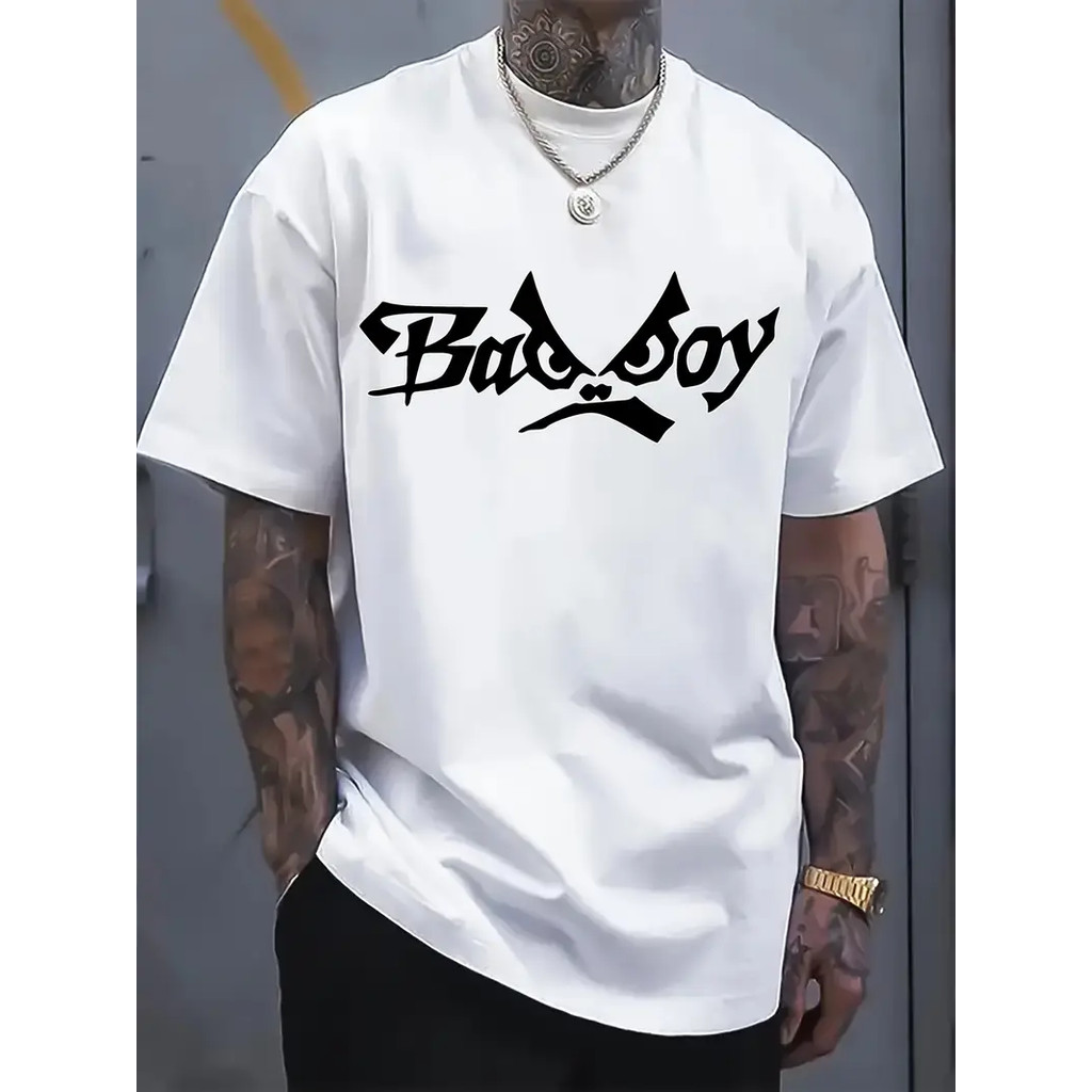 Camiseta Masculina Feminina Oversized Estampa Bad Boy Letra Grafite T-shirt Streetwear, camiseta confortável, estilo