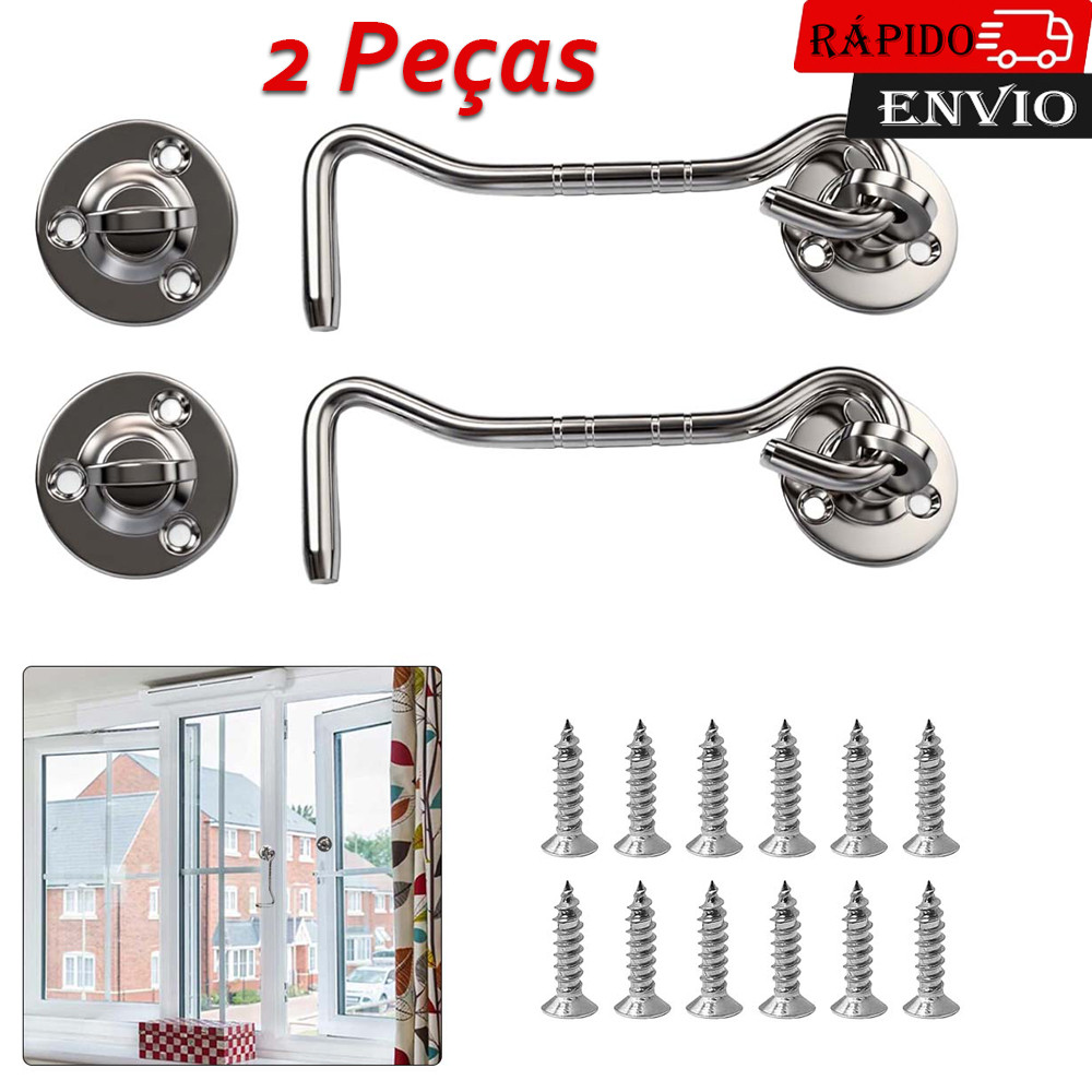 10.2x3.2cm Aldrava Ferrolho Trinco Trava Porta Janela Fecho Tranca Trinco  2 unidades