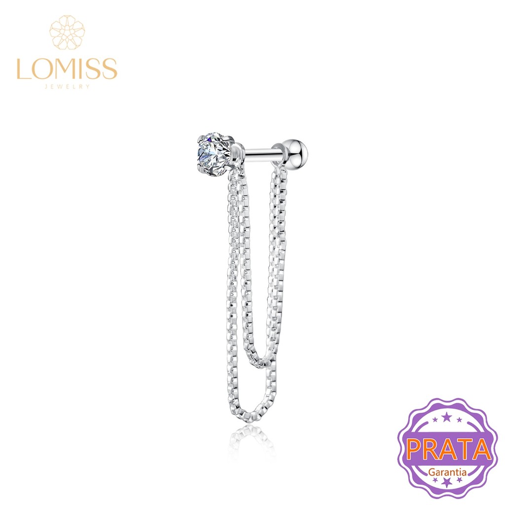 Piercing Orelha Prata 925 Minibarbell Ponto De Luz Com Correntes Zircônia Cravejado Para Cartilagem Helix Tragus Conch