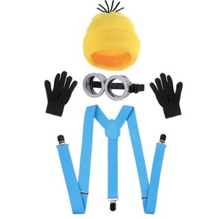 Despicable Me Minions Conjunto De Fantasia De Chapéu Bobble De Malha , Gorro Minion 3 Em 1 Para Halloween , Natal , Cosp em Oferta na Shopee