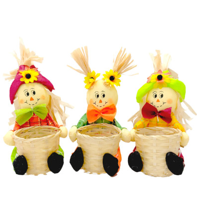 Enfeite Boneco Junino Sentado c/ Cesto - Cores Sortidas