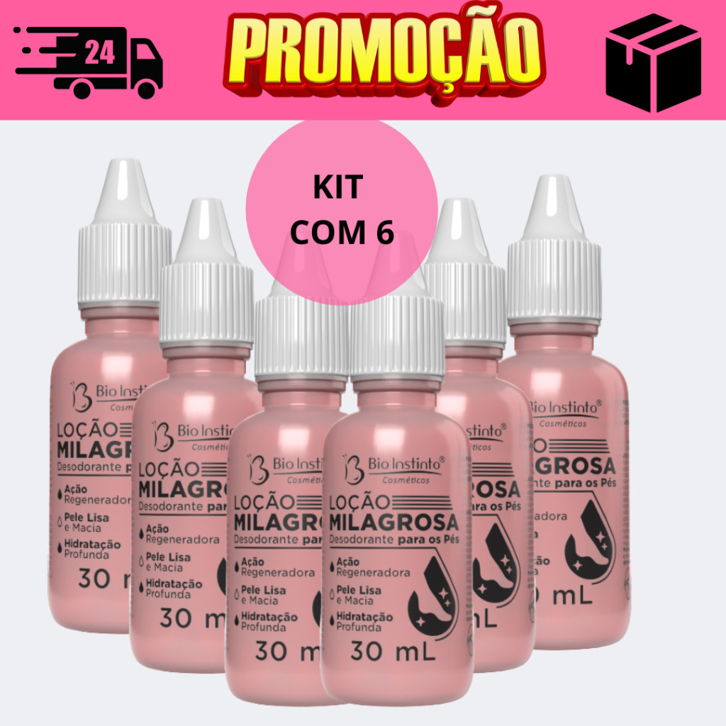 Kit 6 Loção milagrosa para os pés Atacado na Promoção Bio Instinto 30ml