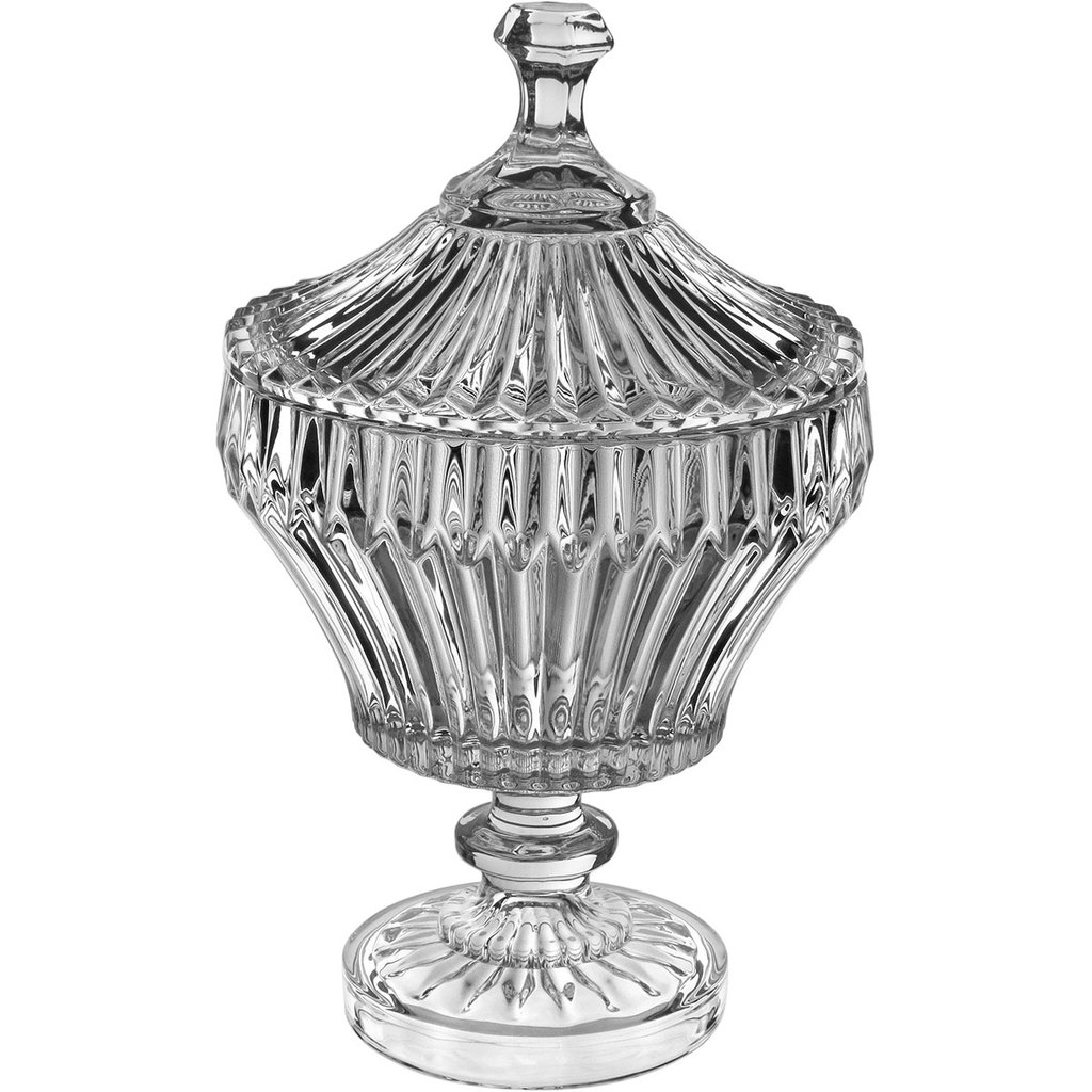 POTICHE VASO DECORATIVO REDONDO HOME&CO COM TAMPA ECO CRYSTAL 27x17x17cm TRANSPARENTE