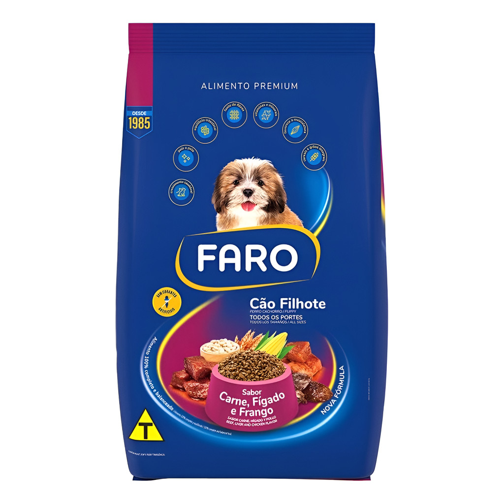 Ração Faro Premium Cão Filhote Carne,fígado,frango 10,1kg