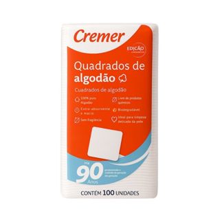 Algodão Quadrado Descartável Hidrófilo Cremer 100 Unidades em Oferta na Shopee