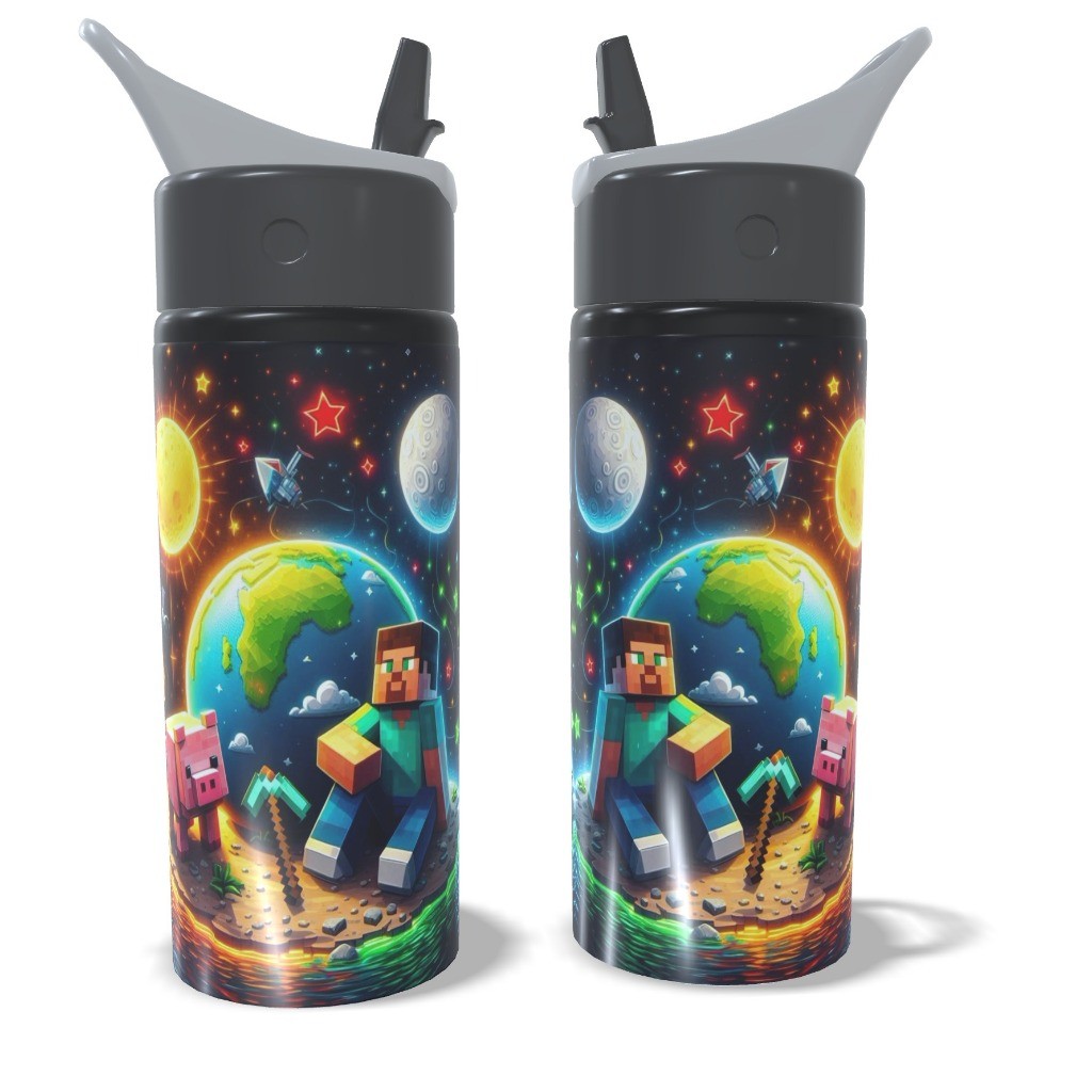 Garrafa Squeeze Minecraft  Personalizada Com Nome Alumínio Infantil Escolar em Oferta na Shopee