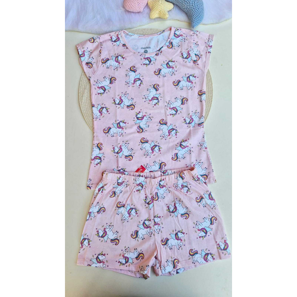 Pijama Infantil Menina Manga Curta Unicórnio Marisol