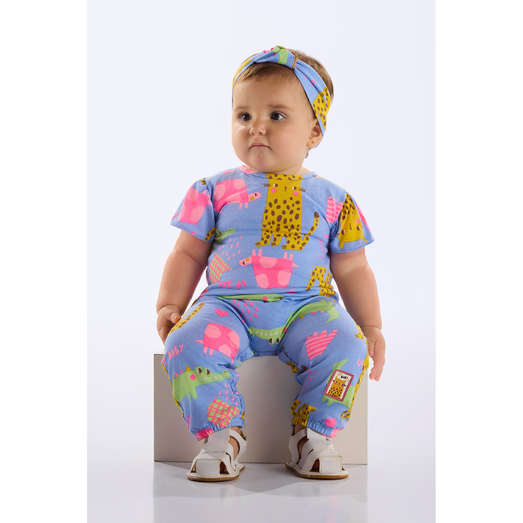 Macacão e Laço em Cotton para Bebê Up Baby em Oferta na Shopee