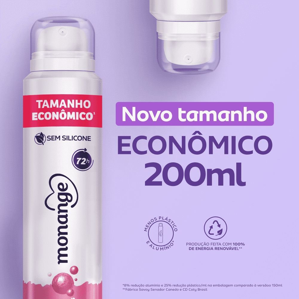 Detalhes do Desodorante Monange Proteção Seca Aerossol Feminino Antitranspirante 200ml