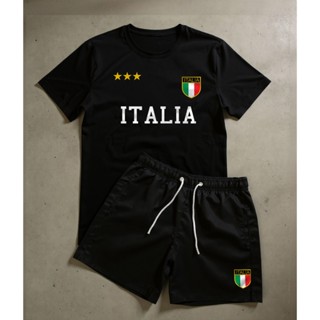 Conjunto Masculino Estampa Italia Street Com Bermuda + Camiseta Street Casual e Confortável em Oferta na Shopee