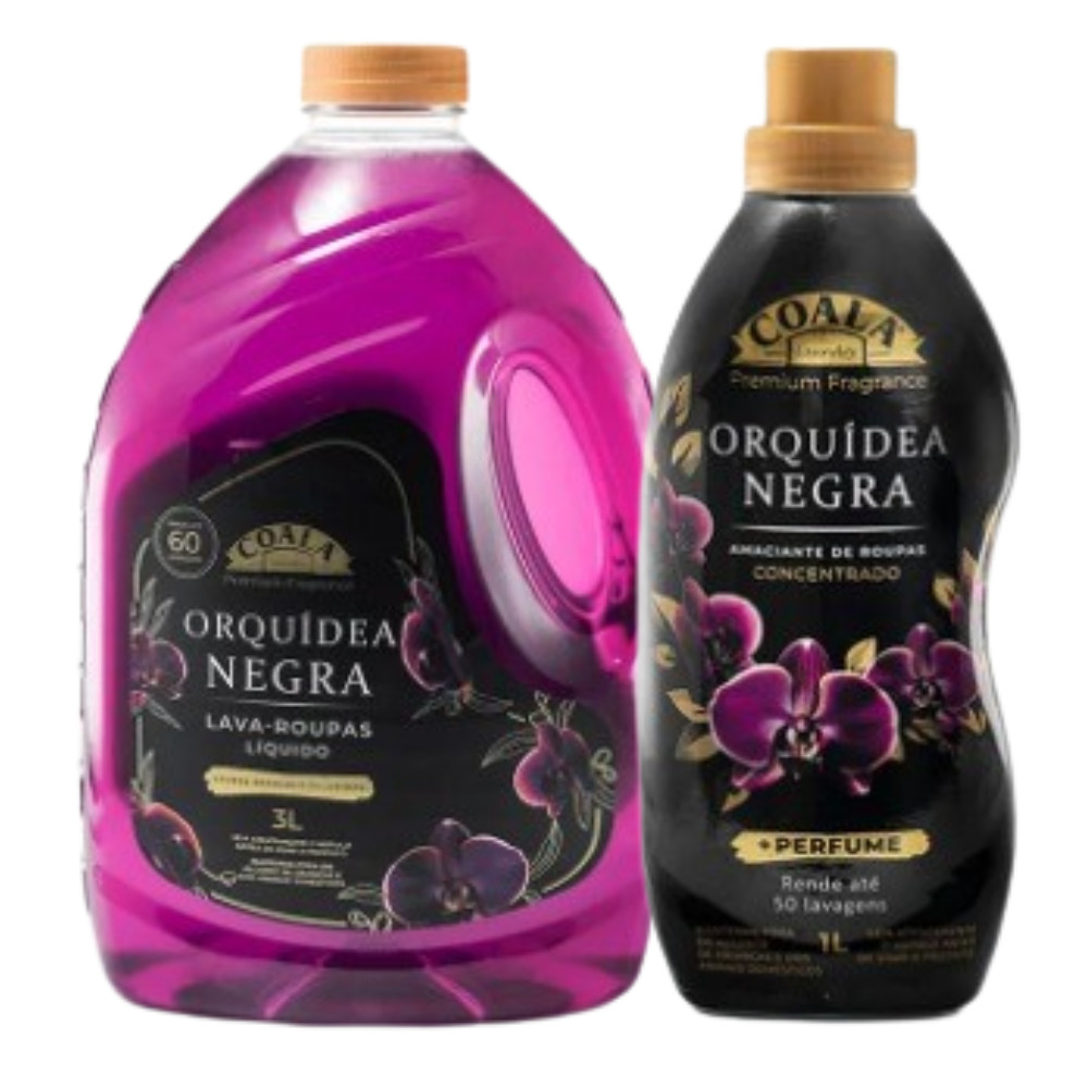 Kit Sabão Lava Roupas 3L Amaciante 1L Concentrado Orquídea Roupa Aroma Agradável Suave Macias Limpas