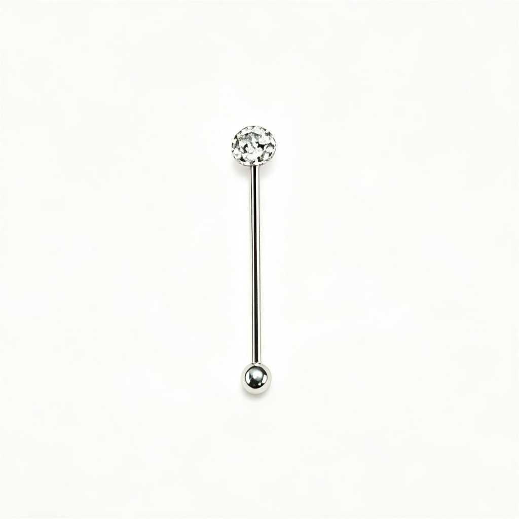 Piercing Lingual Bolinha Decorado Strass Brilhante Aço Cirúrgico Sem Alergia Não Oxida 1 Peça