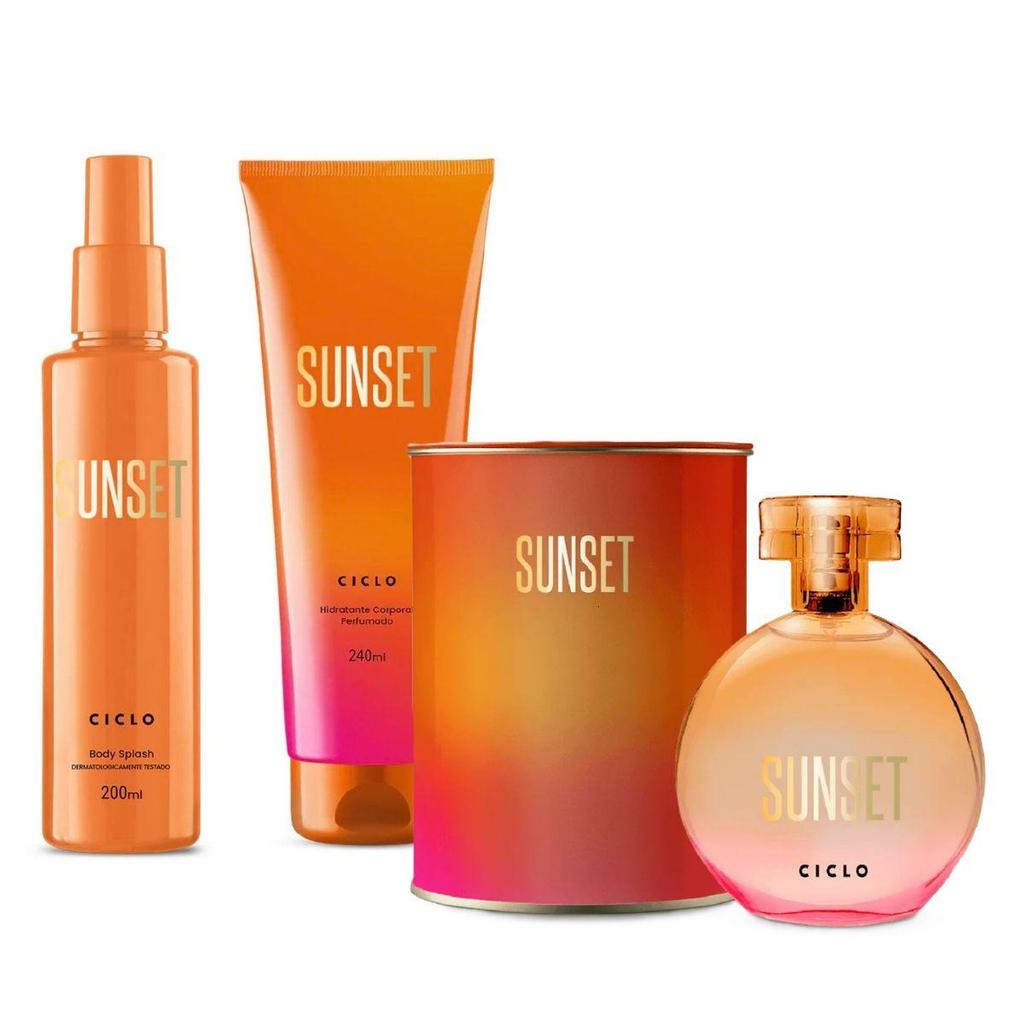 Combo Kit Perfume Sunset Deo Colonia + Body Splash + Hidratante Perfumado Ciclo Cosméticos
