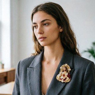 Alfinete Broche Religioso Inspirado Fé CM Detalhes Lapela Emoldurado