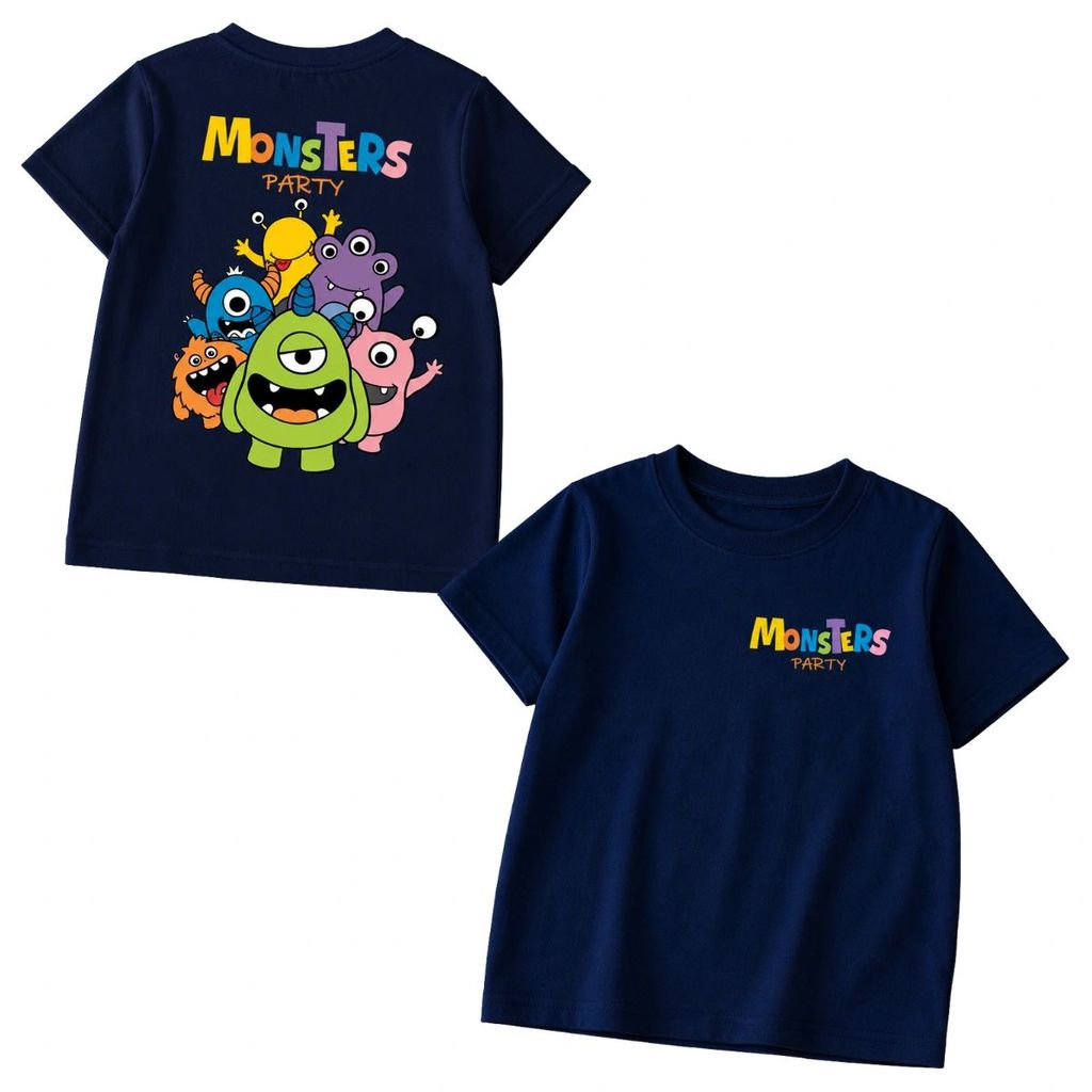 Camiseta Infantil Menino Monsters Party Estampa Divertida de Monstro em Algodão - Envio Imediato