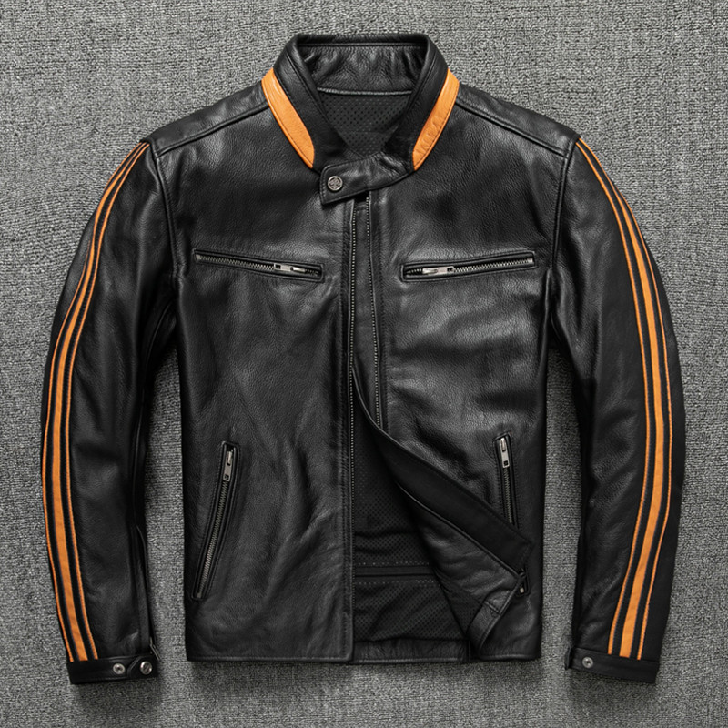 Roupas de motocicleta Harley Pure First Layer Couro Genuíno Roupas Jaqueta de couro masculina Roupas de ciclismo podem a