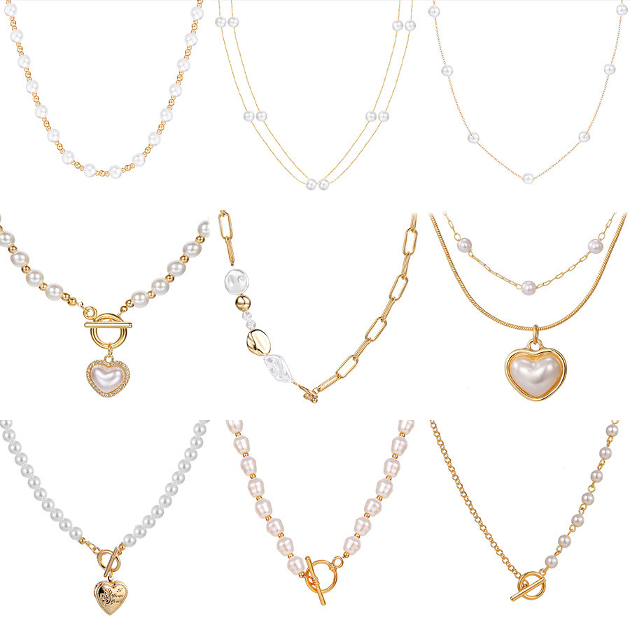 Colar de pérolas feminino estilo moda na moda OT fivela amor pingente clavícula corrente influenciador acessórios estilo