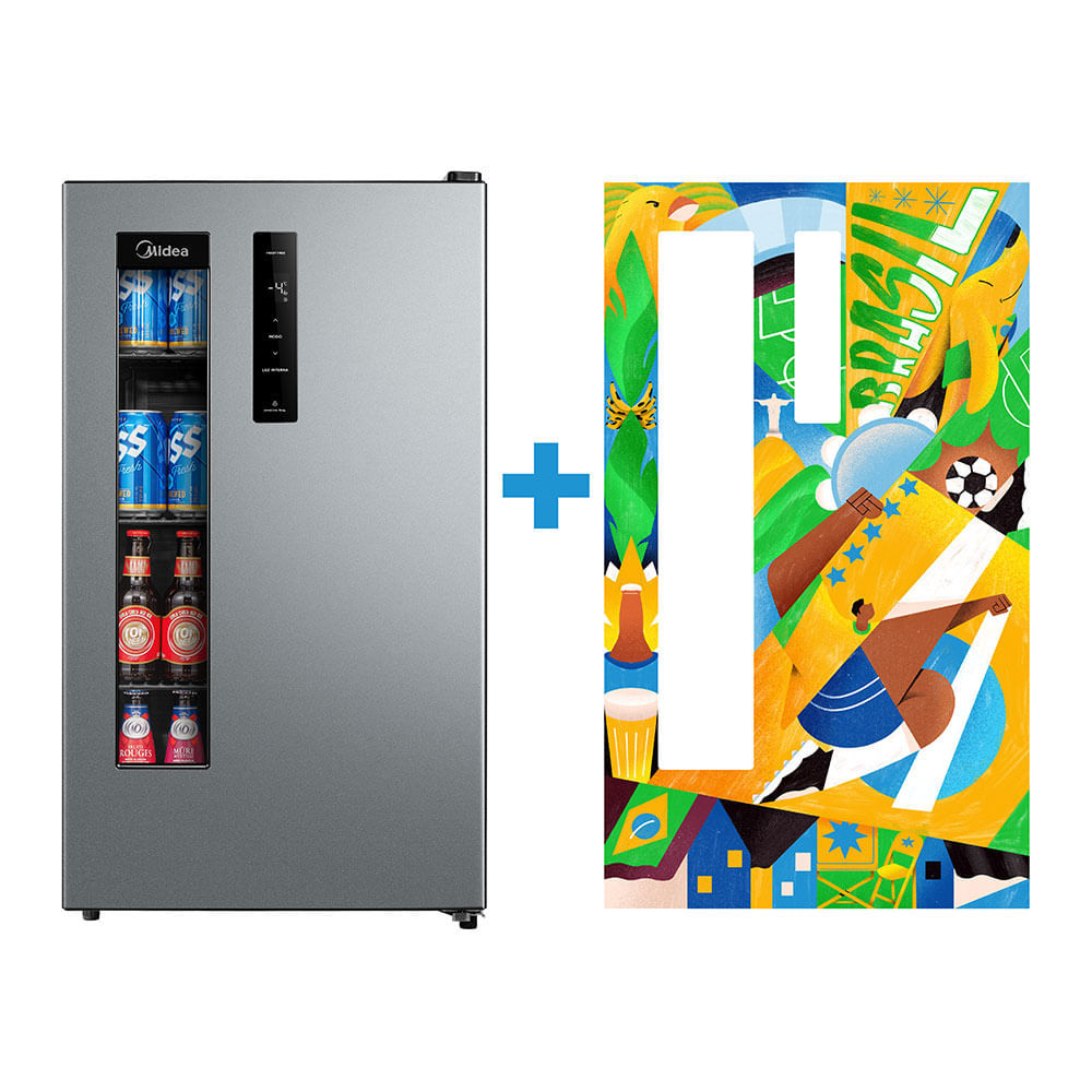 Kit Cervejeira Frost Free 82L Prata + Ímã Personalizado Midea