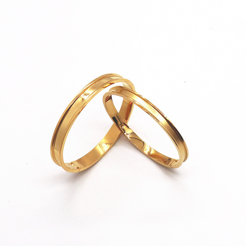 Pulseira com fecho de aço titânio, base de pulseira personalizada com ranhura revestida de couro, elegante e personalizá