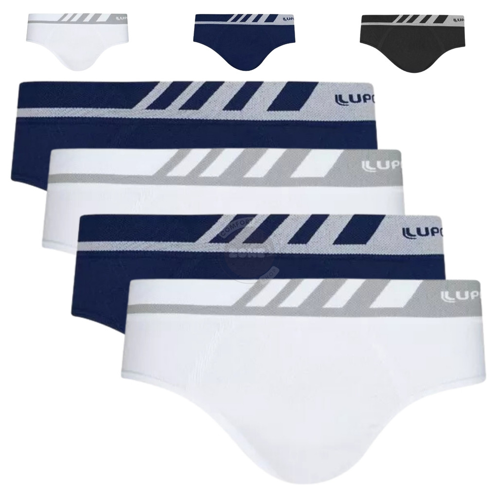 Kit 4 Cuecas Slip Lupo Adulto Microfibra Sem Costura Original Conforto (P ao XG)