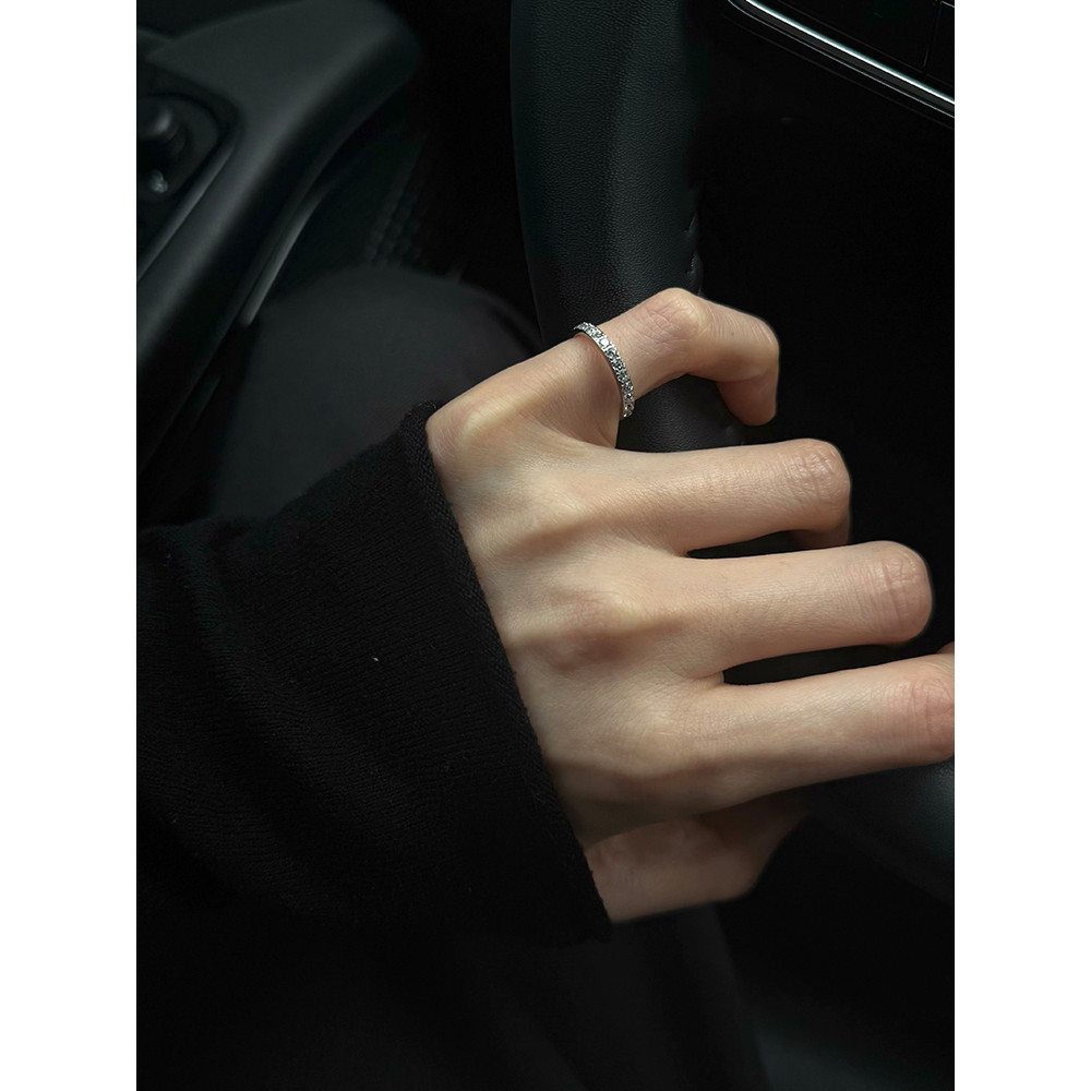 Tildo círculo inteiro anel de diamante completo linha diamante pequeno quebrado diamante cauda anel pequeno dedo feminin