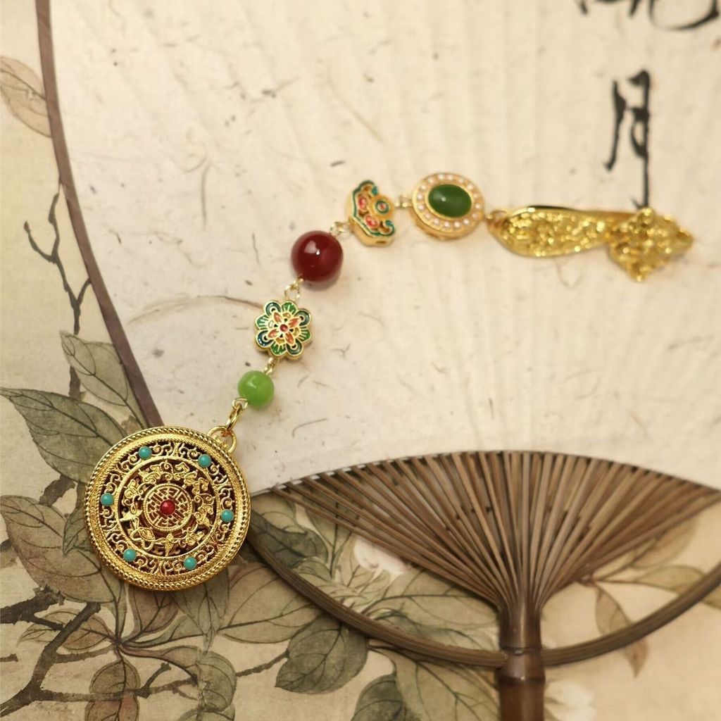 Acessórios originais de estilo chinês, acessórios requintados para cheongsam, broche pendente, acessórios naturais Ruyi