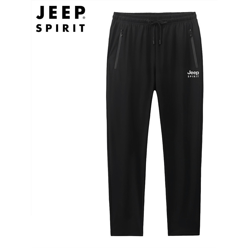 Calça Casual masculina JEEP SPIRIT solta tamanho grande na moda preta elástica All-Match calça esportiva com cordão