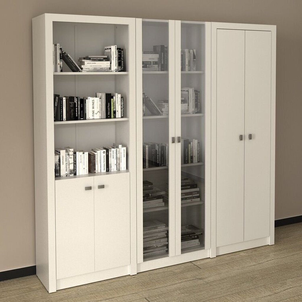 Kit 3 Armários Multiuso de Escritório com 6 Portas Branco Branco