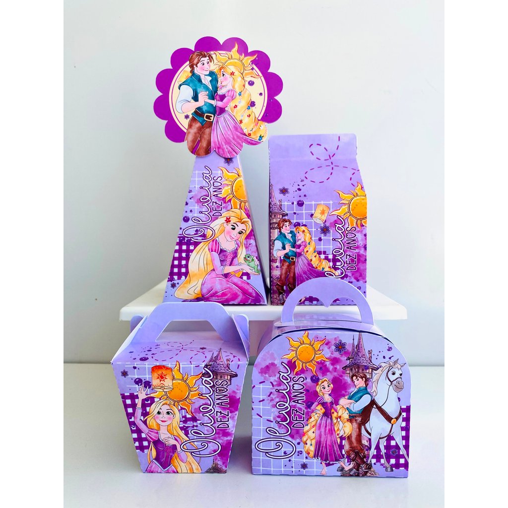 Kit Festa Enroladas Personalizado Caixinha para Lembrancinha e Caixa para Decoração Aniversário