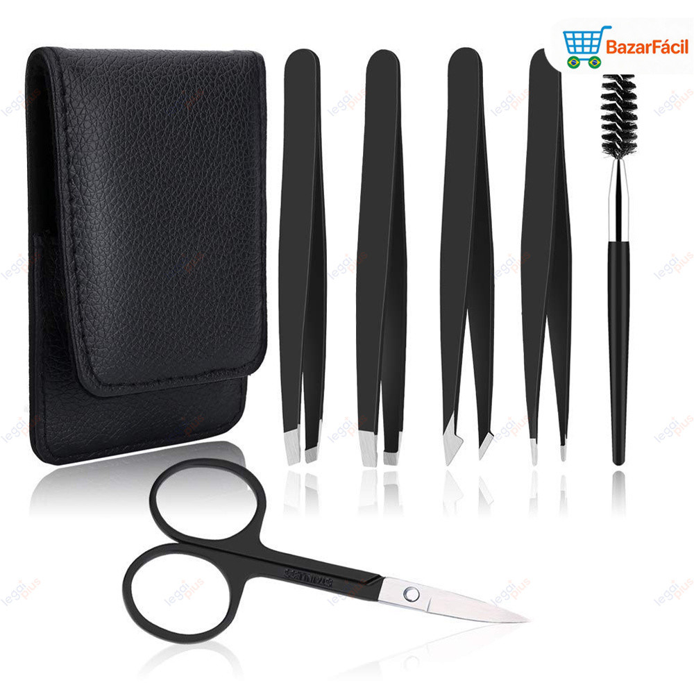 Kit compacto de acessórios para cuidados das sobrancelhas com diversos itens
