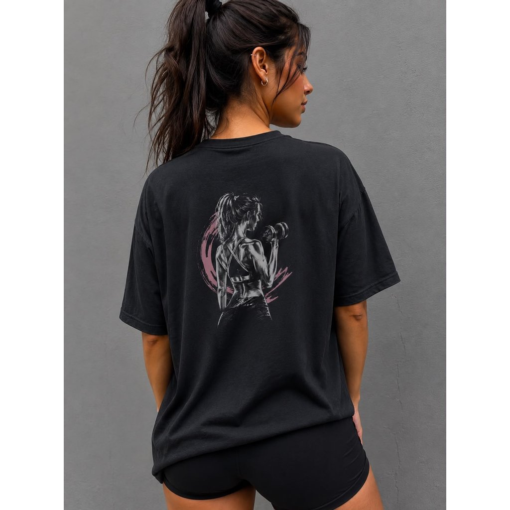 Camiseta Básica Casual Feminina Estampada Personagem Treinando Camisa Estilosa Premium Academia Treino Presente