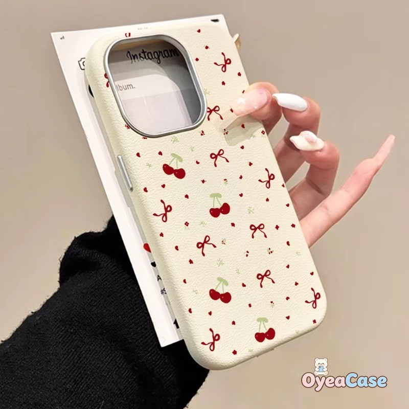 Capas De Couro Com Padrão De Arco Cereja Para Samsung Galaxy A07 A06 F06 M06 A05S M05 F05 A04S A04E M04 F04 A03 Core A03