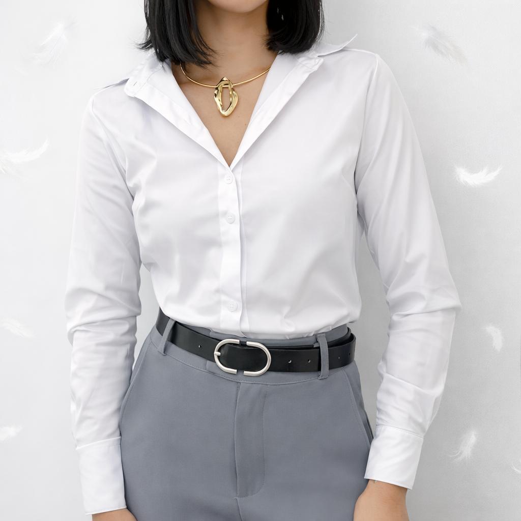 Camisa Longa Social Feminina Plus Size com Caimento Elegante, Manga Longa, Importado Confortável para Trabalho e Dia
