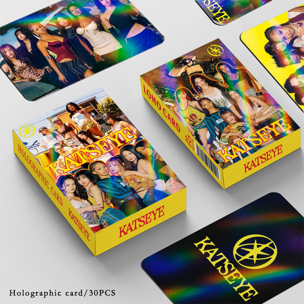 Conjunto De Cartões Fotográficos Holográficos KATSEYE 30 Peças LOMO Coleção Kpop Presente