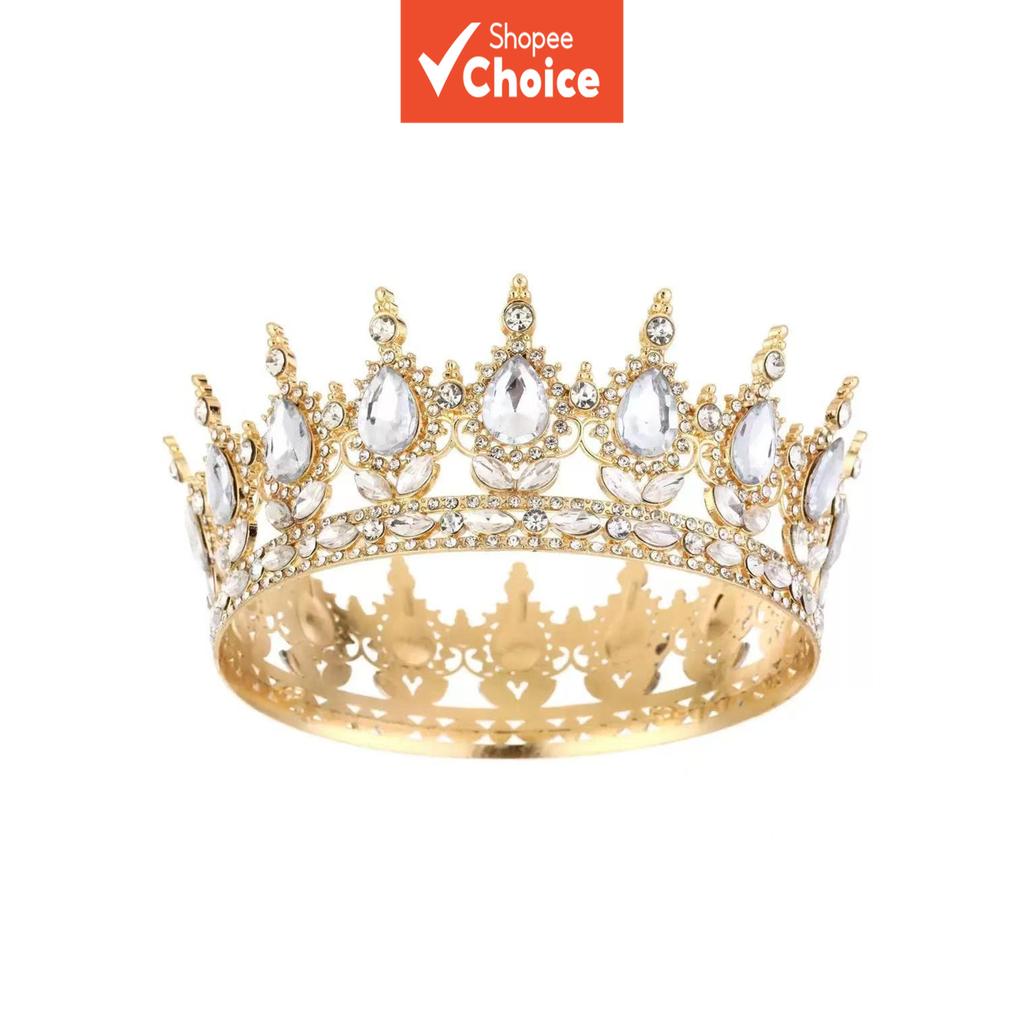 Imagem Tiara Redonda Elegante De Princesa De Cristal Para Concursos , Eventos Especiais E Toppers De Bolo