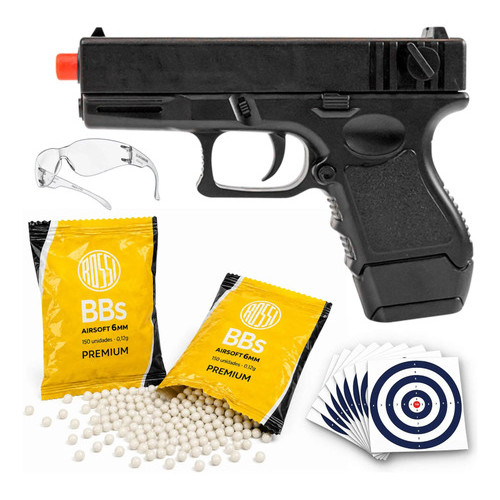 Pistola Airsoft V45 Short 6mm Mola Rossi + BBs e Alvos