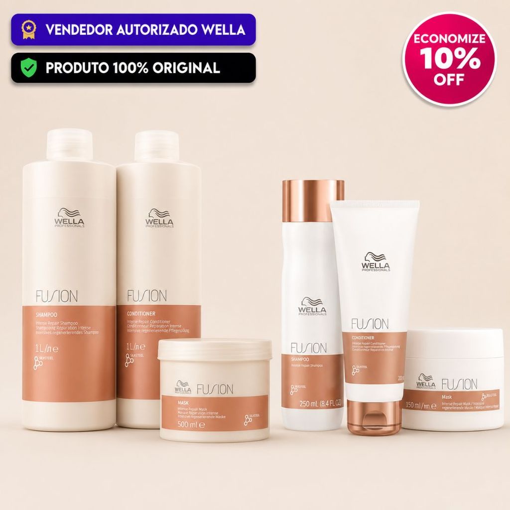 Wella Fusion Original | Escolha Seu Favorito: Shampoo 1L ou 250ml, Condicionador 1L ou 200ml, Máscara 500ml ou 150ml