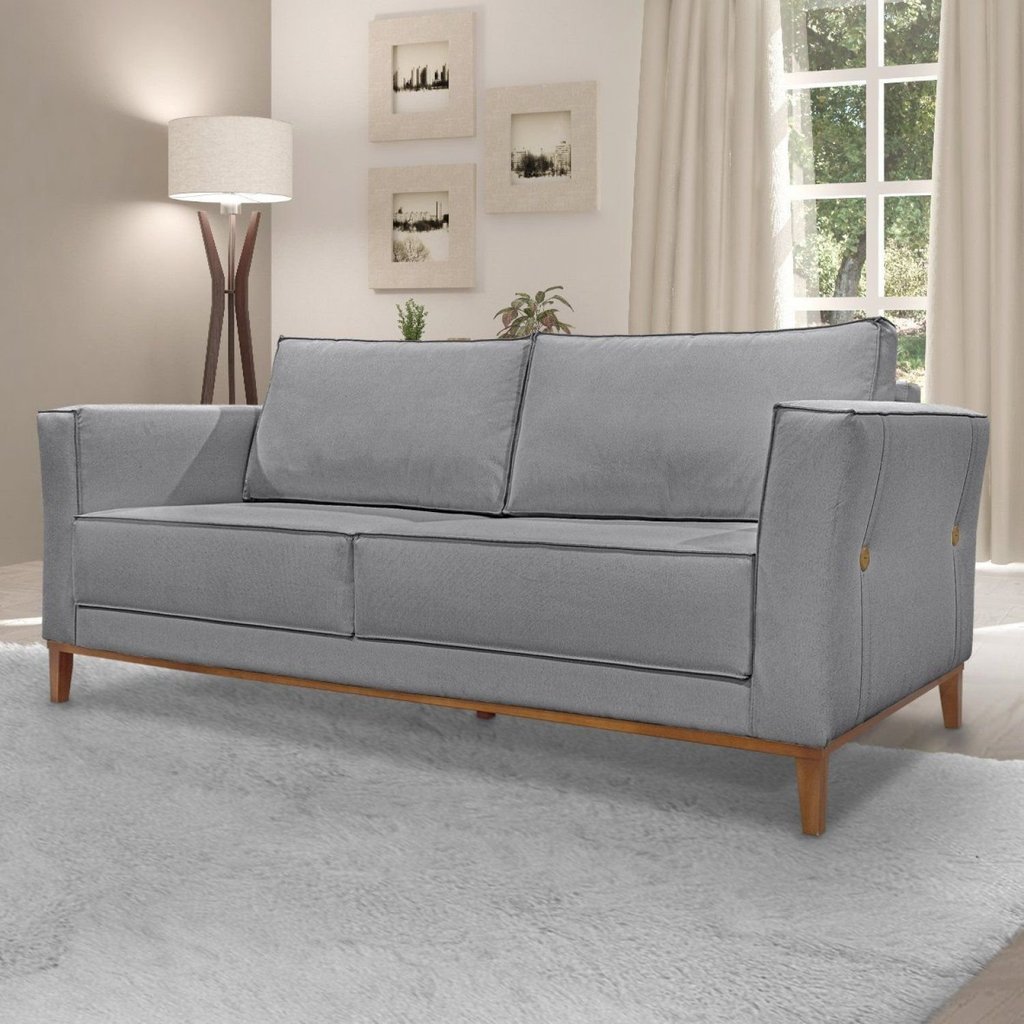 Sofá 3 Lugares 230cm Linho Brest Cinza
