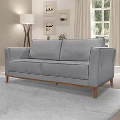 Sofá 3 Lugares 230cm Linho Brest Cinza