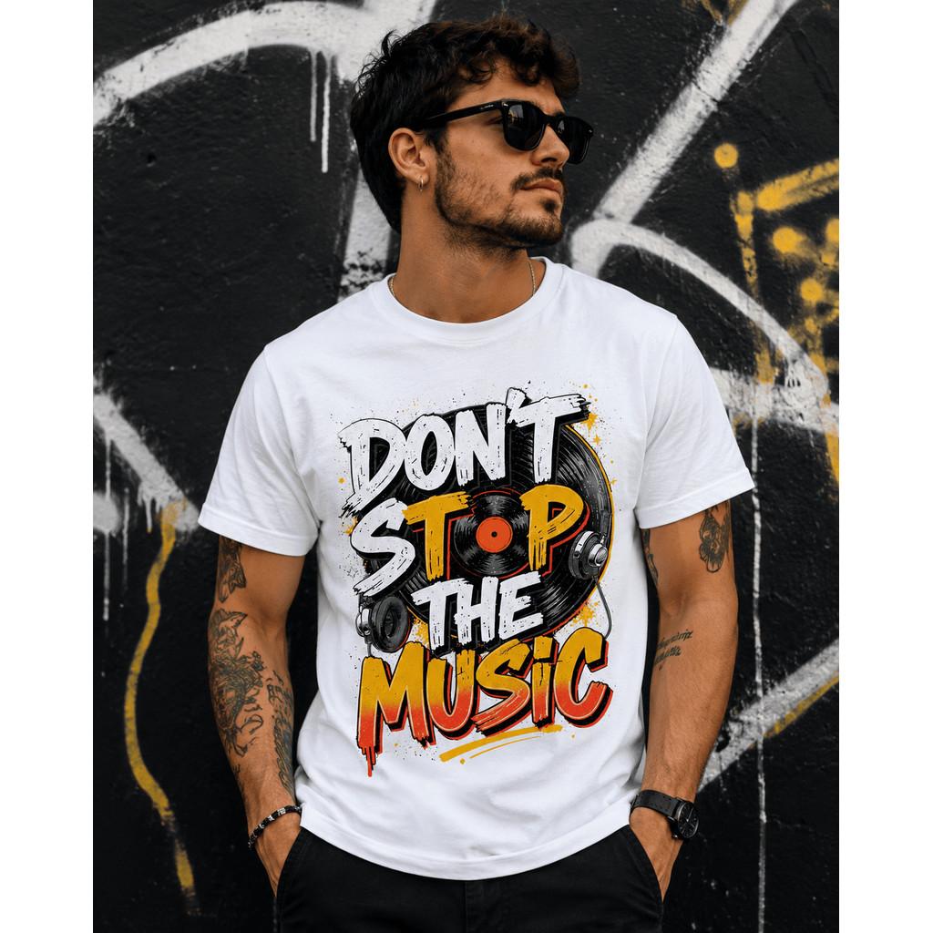 Camiseta Unissex Música Don’t Stop The Music Estampa DJ Disco Vinil
