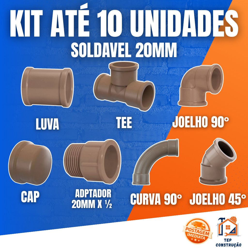 Conexão PVC peças 20MM 1/2" Marrom Joelho 45° 90° Curva Te Luva Adaptador Cap