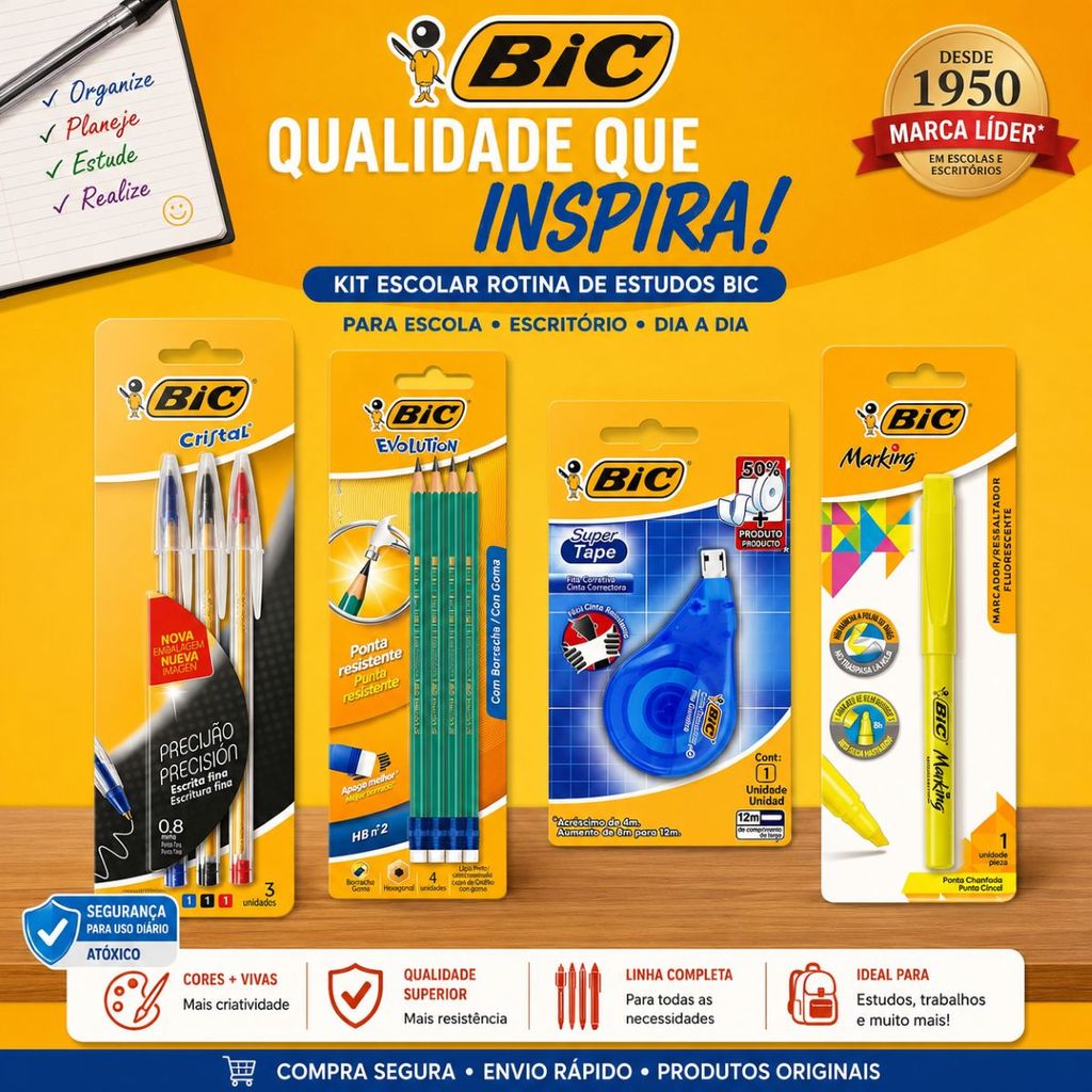 Kit Escolar Rotina de Estudos Bic