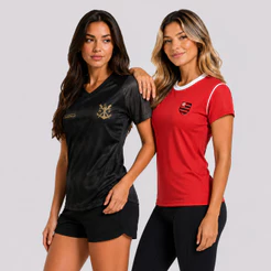 Kit 2 Camisas Flamengo Bater e Energia Feminina Vermelha e Preta