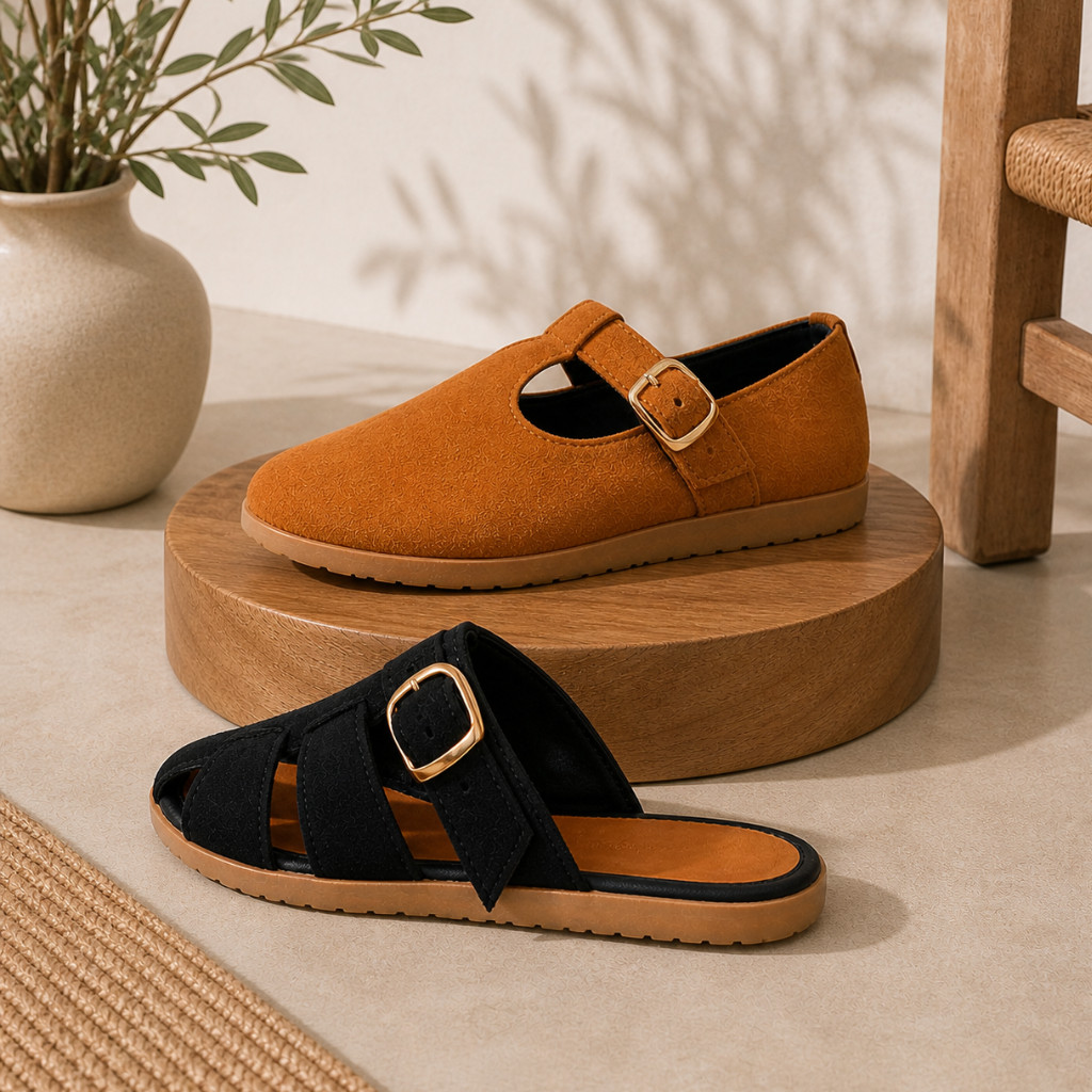 Kit Mule Fisherman Feminino Sapatilha Mary Jane Casual Confortável