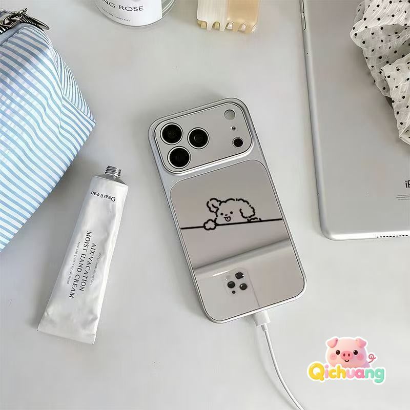 Linha Filhote De Cachorro Espelho Caso De Telefone Para Samsung Galaxy A07 M07 F07 A06 M06 F06 A05S M05 A04S A04E M04 F0