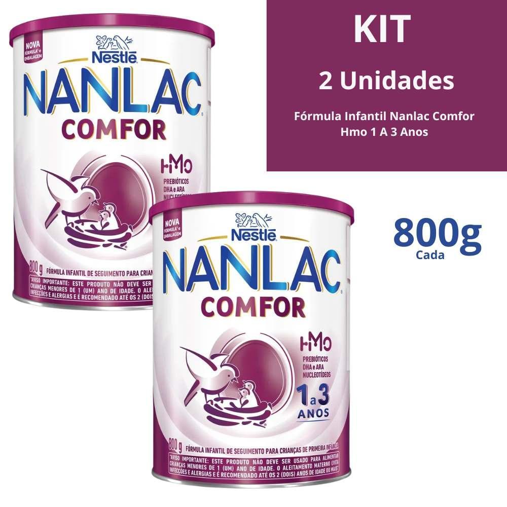 KIT 2 FÓRMULA INFANTIL NANLAC COMFOR HMO 1 A 3 ANOS 800G