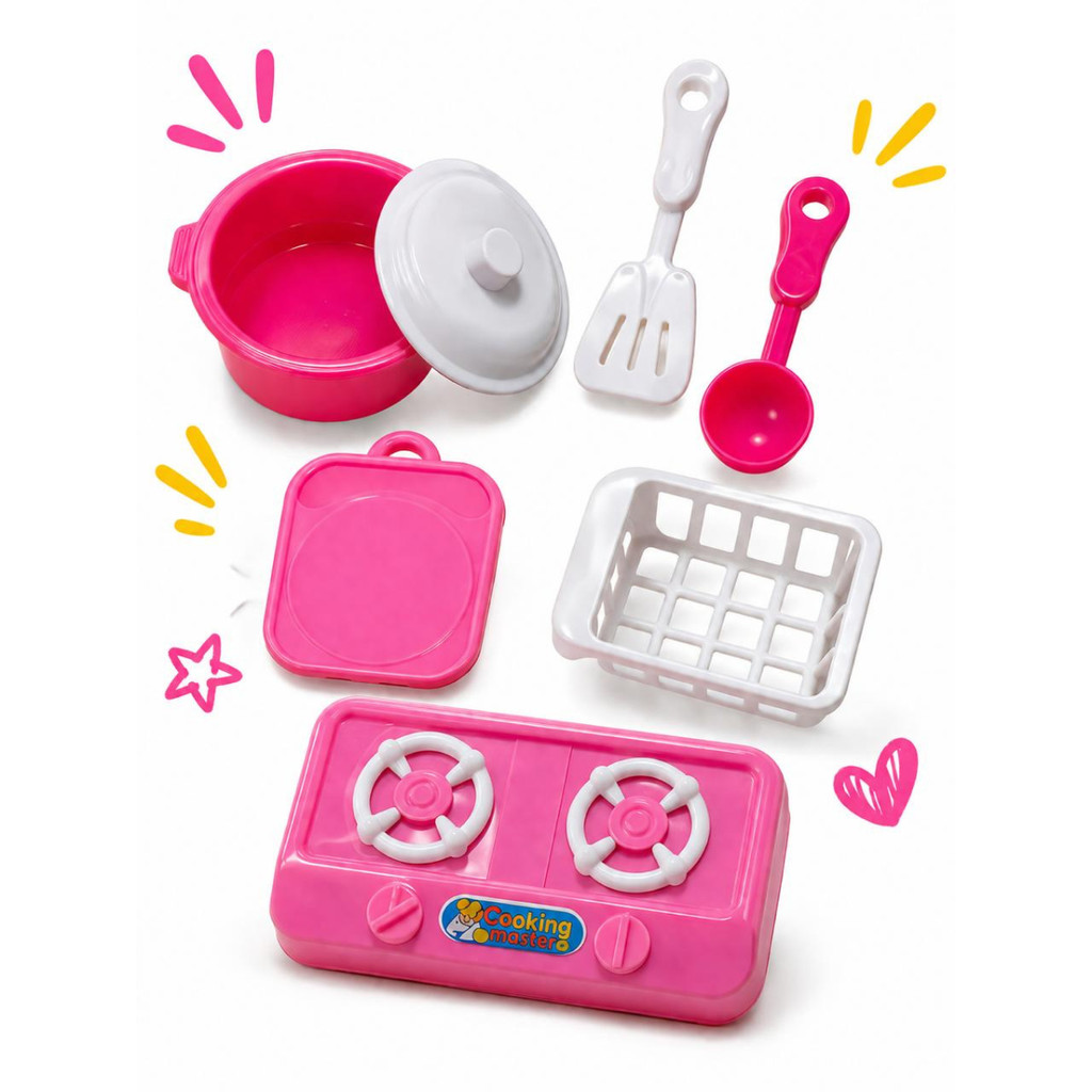 Kit Cozinha Infantil Cozinha Feliz Fogão Panelinhas e Acessórios Brinquedo 3 Anos+ Criança Menina
