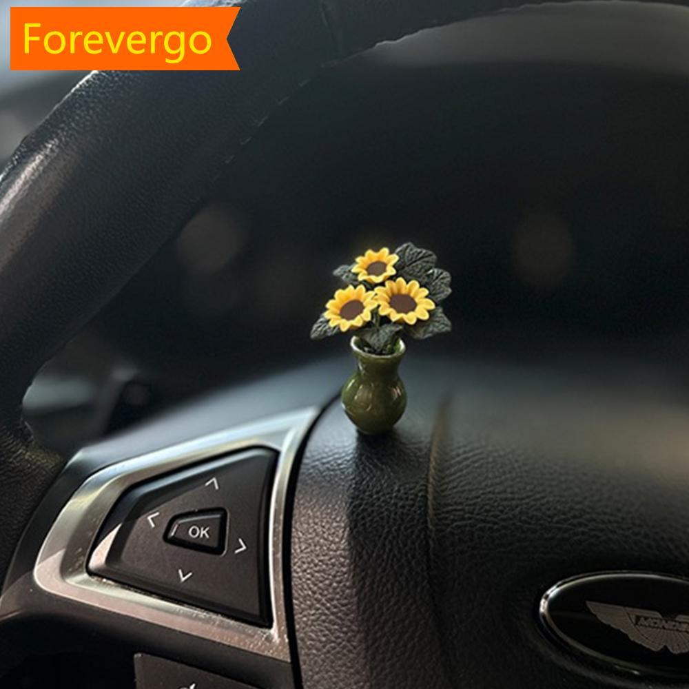 forevergo Carro Bonito Mini Vaso De Girassol Decoração Interior Console Central Ornamentos Automóveis Cerâmica Para Pres