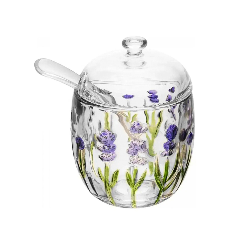Açucareiro de Cristal com Colher Lavanda Hand Painting 180ml - Lyor