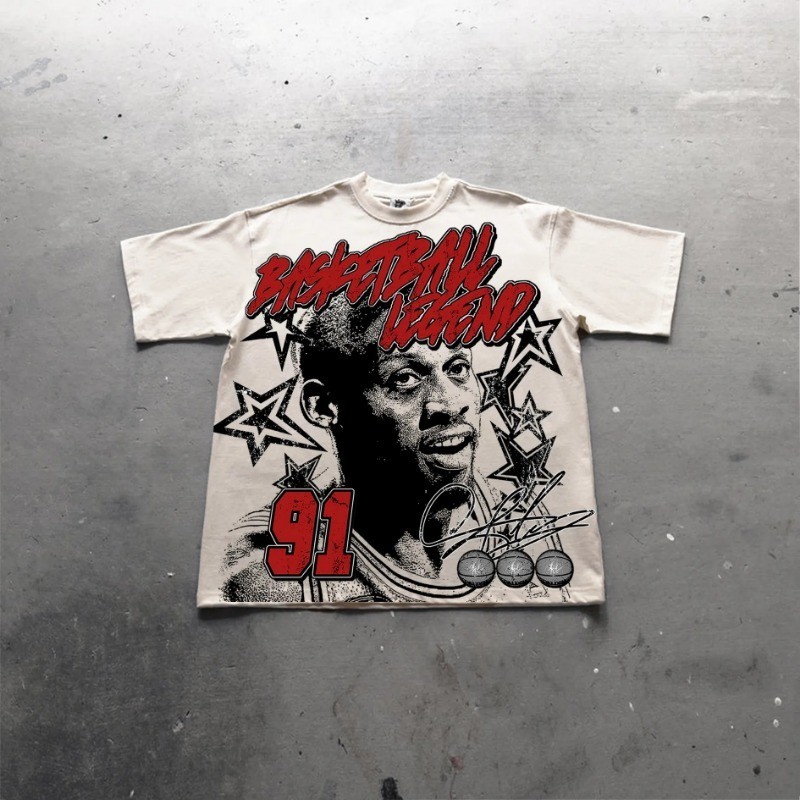 Camiseta Oversized Masculino HellxCity Estampa Vintage Basketball Legend, Streetwear Exclusivo e Estilo Atemporal!"